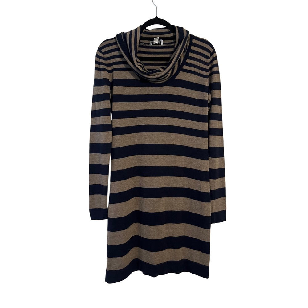 Ann Taylor LOFT‎ Merino Wool Blend Striped Cowl Neck Long Sleeve Sweater Dress M